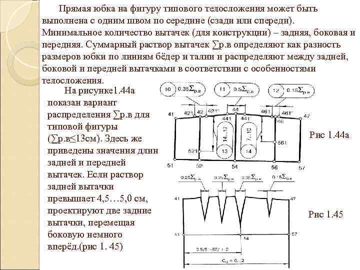 Прямая юбка на фигуру типового телосложения может быть выполнена с одним швом по середине