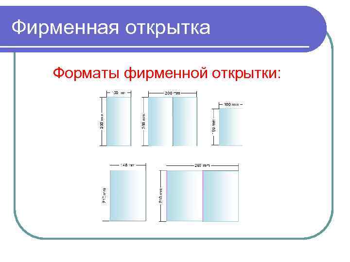 Фирменная открытка Форматы фирменной открытки: 