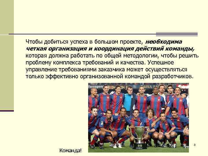 Чтобы добиться успеха в большом проекте, необходима четкая организация и координация действий команды, которая