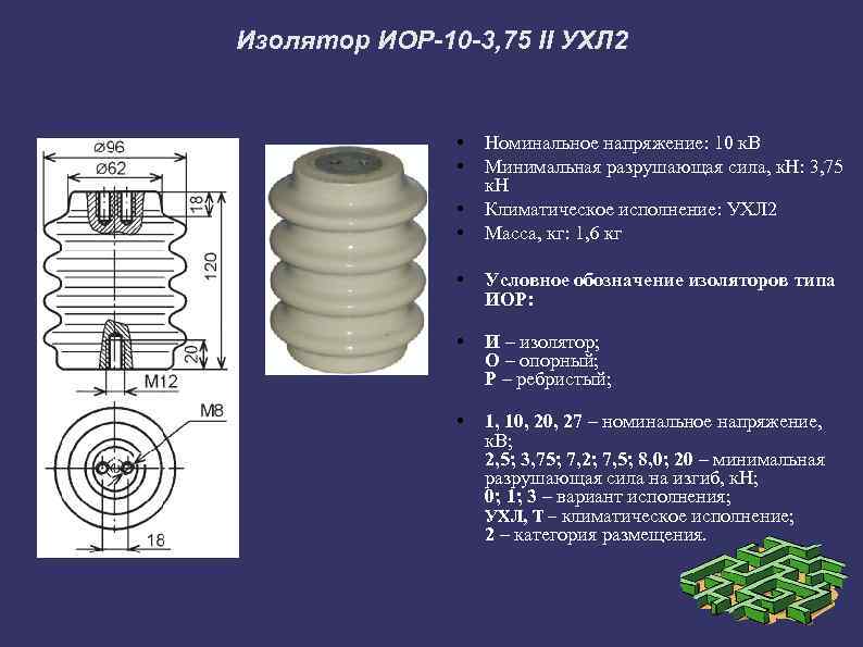 Изолятор ИОР-10 -3, 75 II УХЛ 2 • • Номинальное напряжение: 10 к. В