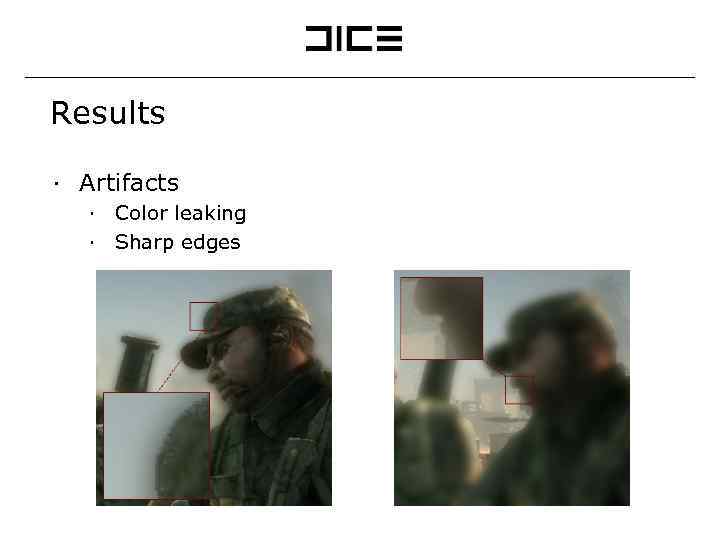 Results ∙ Artifacts ∙ Color leaking ∙ Sharp edges 