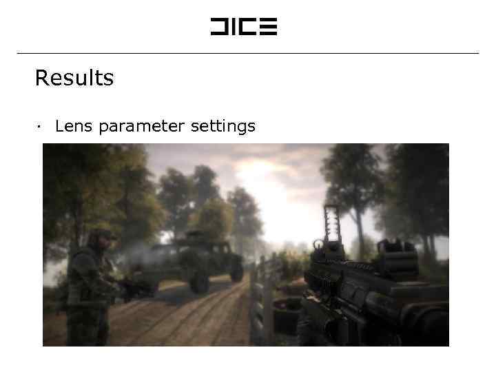 Results ∙ Lens parameter settings 