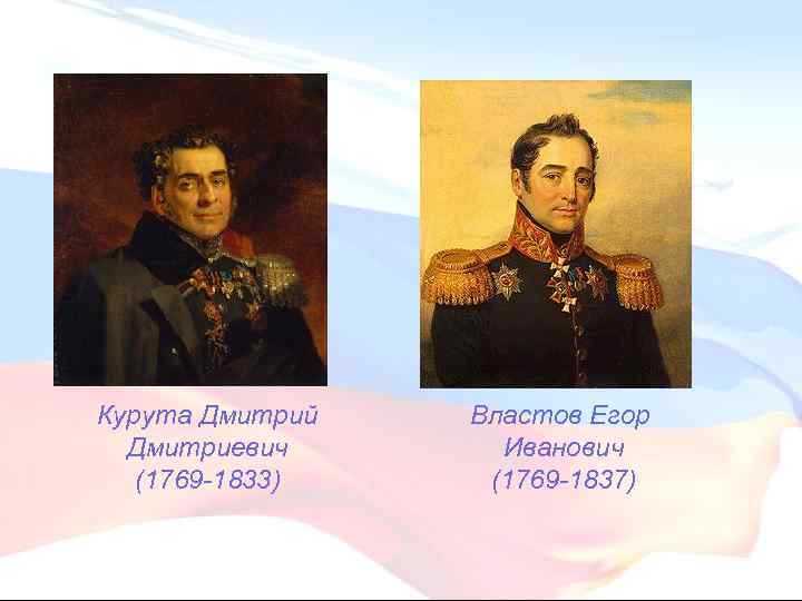 Курута Дмитрий Дмитриевич (1769 -1833) Властов Егор Иванович (1769 -1837) 