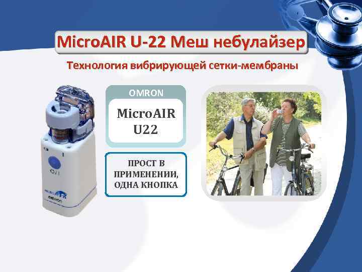 Micro. AIR U-22 Меш небулайзер Технология вибрирующей сетки-мембраны OMRON Micro. AIR U 22 ПРОСТ