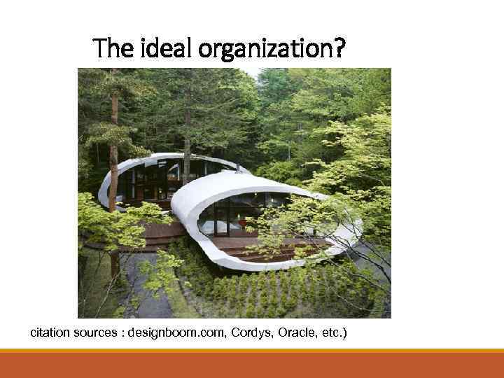 The ideal organization? citation sources : designboom. com, Cordys, Oracle, etc. ) 