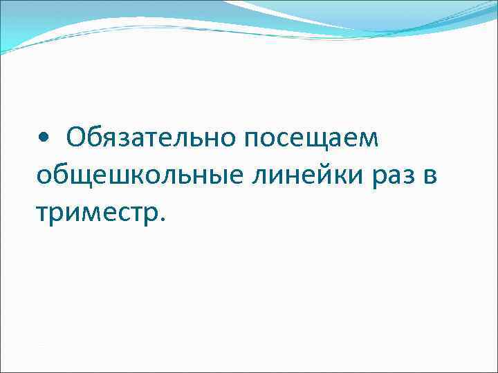  • Обязательно посещаем общешкольные линейки раз в триместр. 