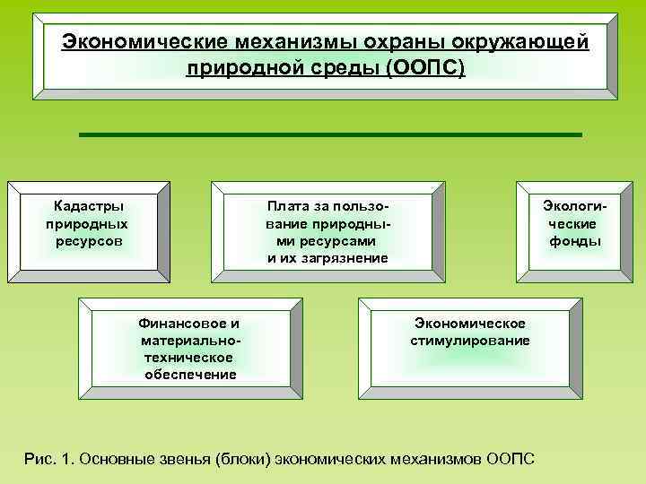 Экономические механизмы охраны окружающей природной среды (ООПС) Кадастры природных ресурсов Плата за пользование природными