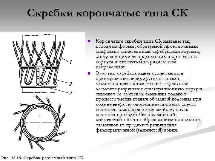 Скребки корончатые типа СК n n Корончатые скребки типа СК названы так, исходя из