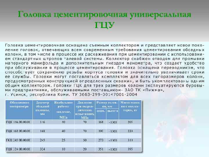 Головка цементировочная универсальная ГЦУ 