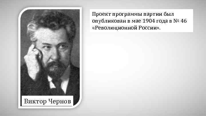 Проект программы партии был опубликован в мае 1904 года в № 46 «Революционной России»