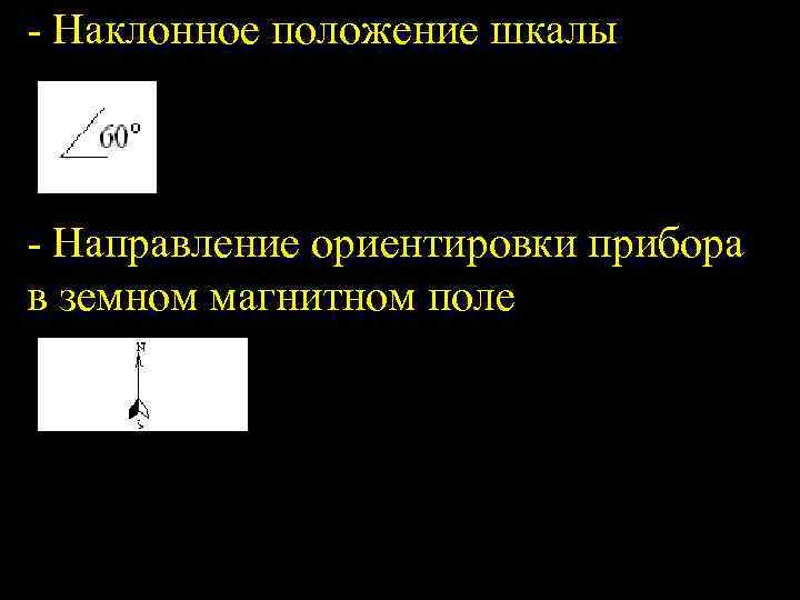  Наклонное положение шкалы Направление ориентировки прибора в земном магнитном поле 