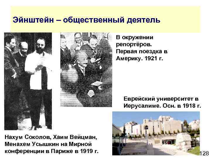 Эйнштейн – общественный деятель В окружении репортёров. Первая поездка в Америку. 1921 г. Еврейский