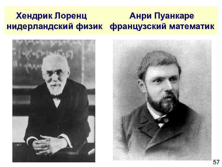  Хендрик Лоренц Анри Пуанкаре нидерландский физик французский математик 57 