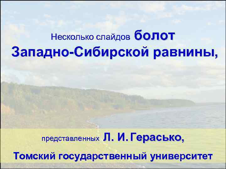 болот Западно-Сибирской равнины, Несколько слайдов представленных Л. И. Герасько, Томский государственный университет 