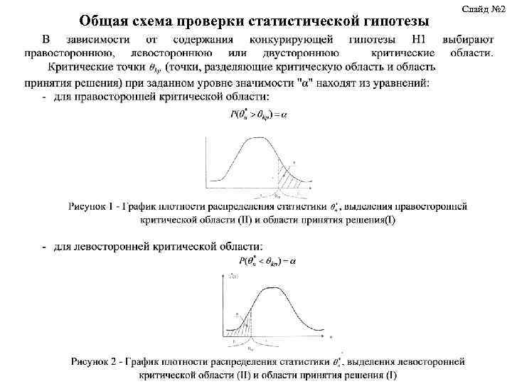 Общая схема проверки статистической гипотезы Слайд № 2 