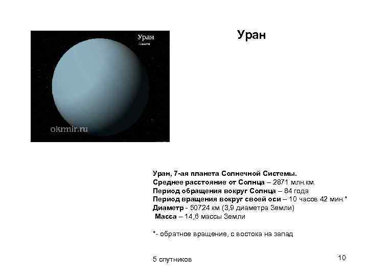 Планета уран среднее расстояние от солнца