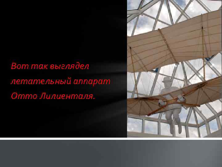 Вот так выглядел летательный аппарат Отто Лилиенталя. 
