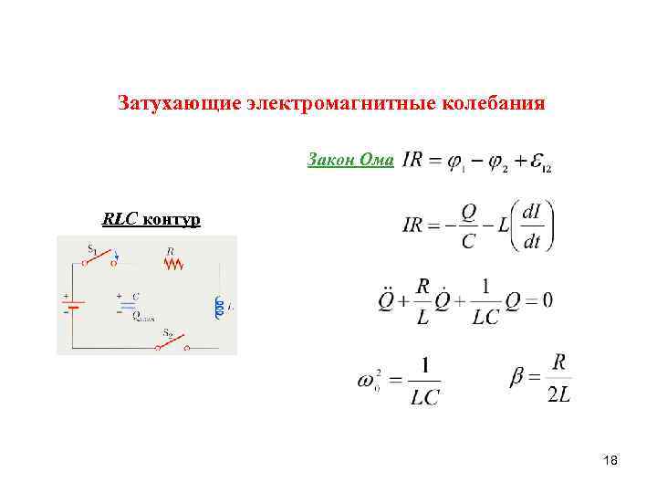 Почему свободные электромагнитные колебания в контуре затухающие. Уравнение затухающих электромагнитных колебаний. Закон Ома для затухающих электромагнитных колебаний. Затухающие колебания закон. Свободные затухающие электромагнитные колебания.