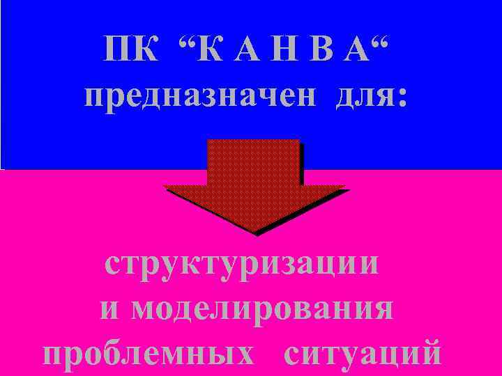 ПК “К А Н В А“ предназначен для: структуризации и моделирования проблемных ситуаций 
