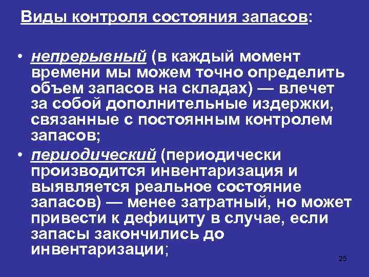 Основные системы контроля состояния запасов на предприятии презентация