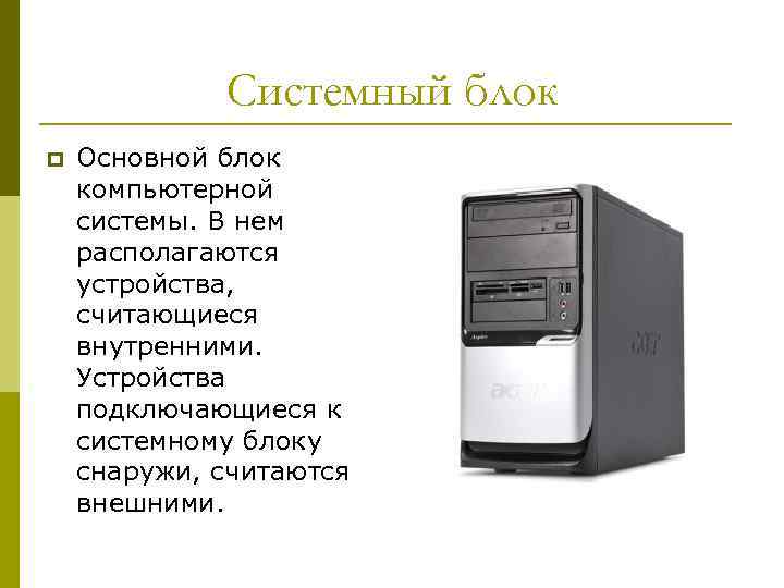 Устройства базовой конфигурации персонального компьютера