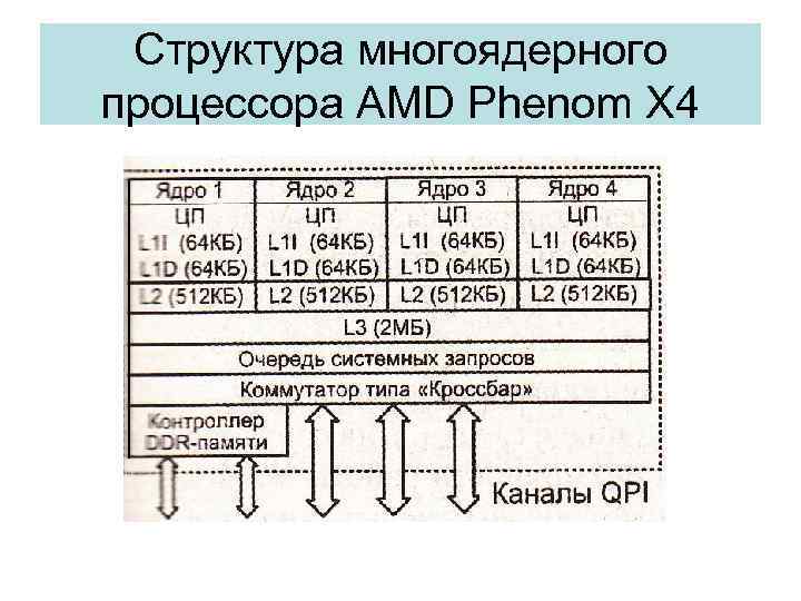 Структура многоядерного процессора AMD Phenom X 4 