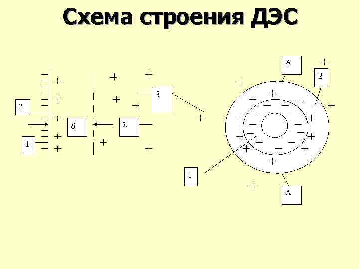 Схема строения ДЭС А 2 3 2 δ λ 1 1 А 