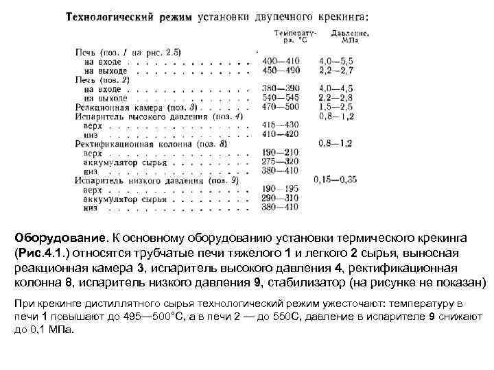 Оборудование. К основному оборудованию установки термического крекинга (Рис. 4. 1. ) относятся трубчатые печи