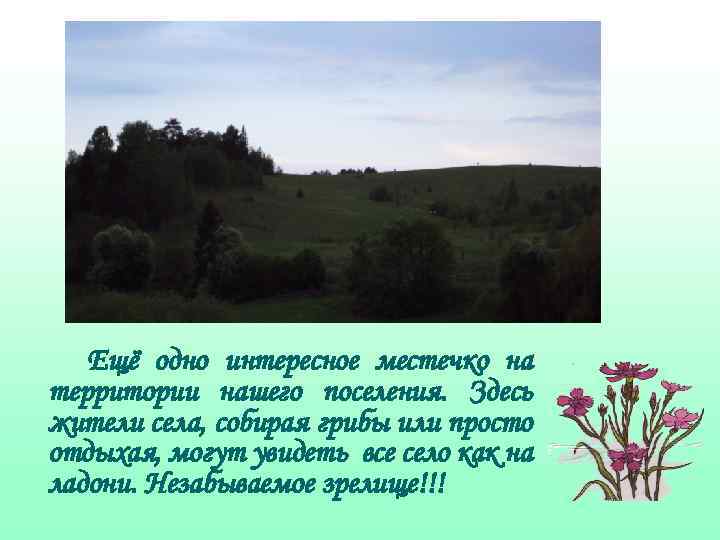 Ещё одно интересное местечко на территории нашего поселения. Здесь жители села, собирая грибы или