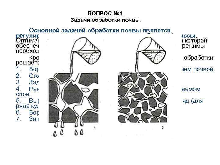 ВОПРОС № 1. Задачи обработки почвы. Основной задачей обработки почвы является регулирование ее структуры