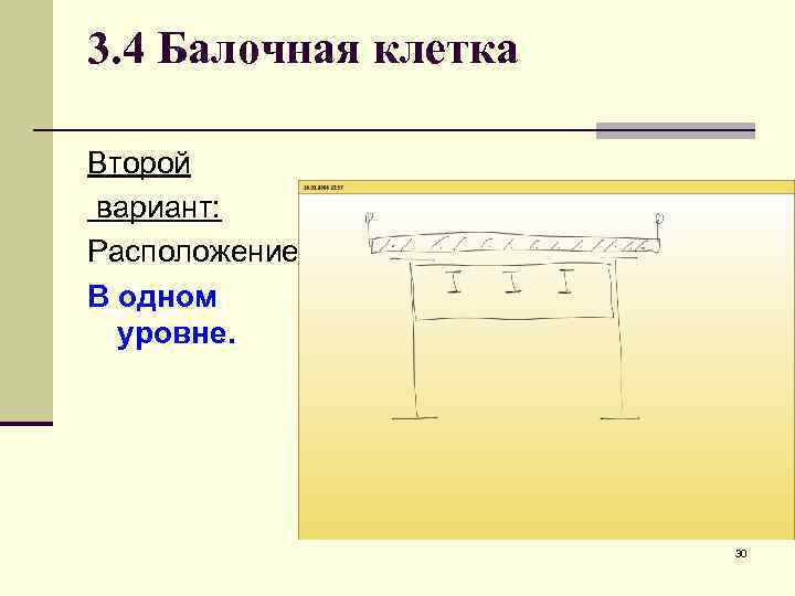 3. 4 Балочная клетка Второй вариант: Расположение В одном уровне. 30 