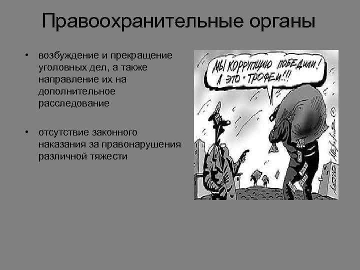 Правоохранительные органы • возбуждение и прекращение уголовных дел, а также направление их на дополнительное