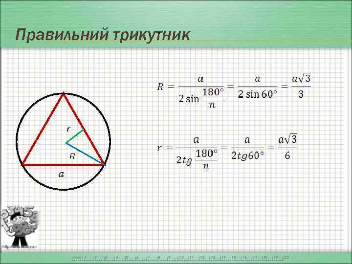 Правильний трикутник r R a 