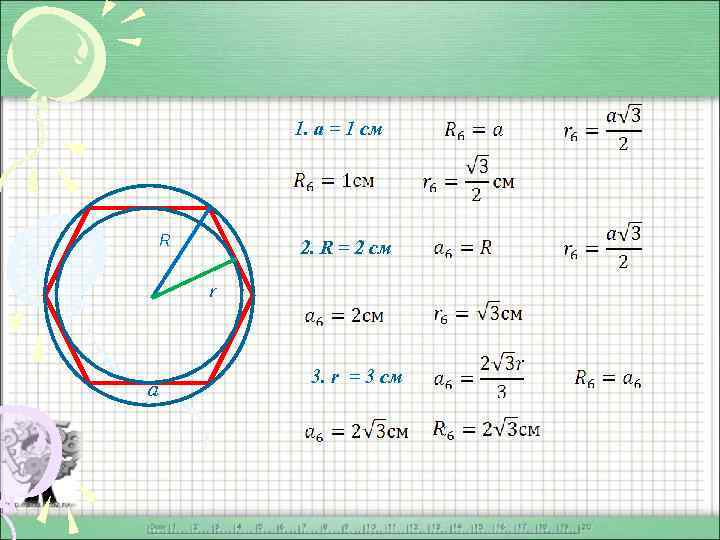 1. a = 1 см R 2. R = 2 см r a 3.