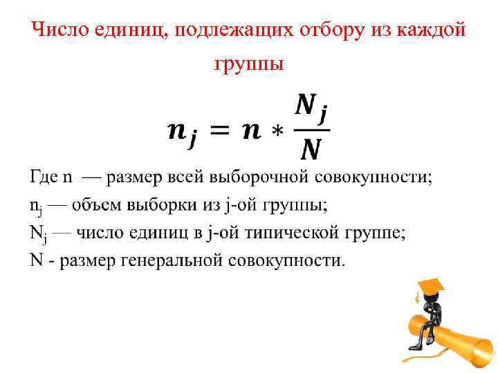 Число единиц, подлежащих отбору из каждой группы • 