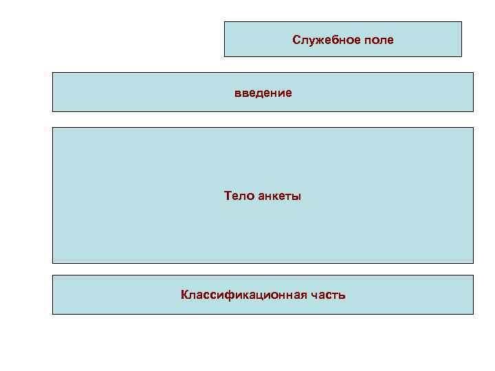 Служебное поле введение Тело анкеты Классификационная часть 