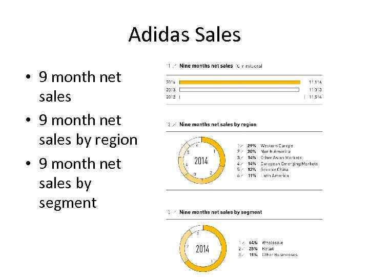Adidas Sales • 9 month net sales by region • 9 month net sales