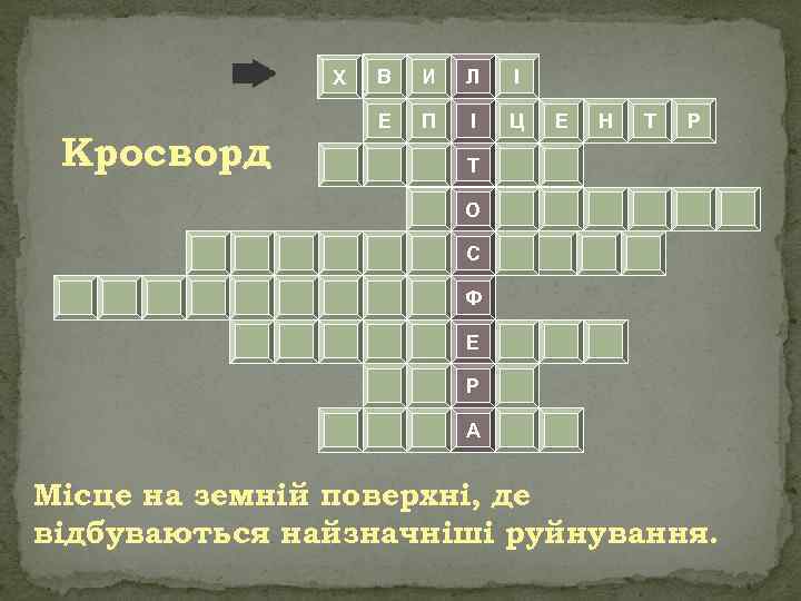 Х Кросворд В И Л І Е П І Ц Е Н Т Р