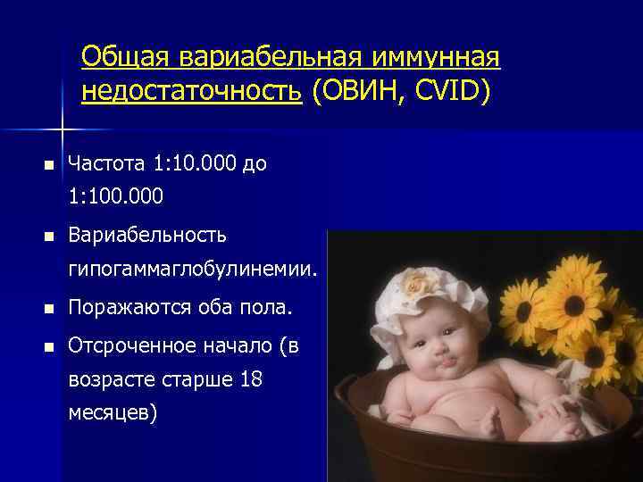 Общая вариабельная иммунная недостаточность (ОВИН, CVID) n Частота 1: 10. 000 до 1: 100.