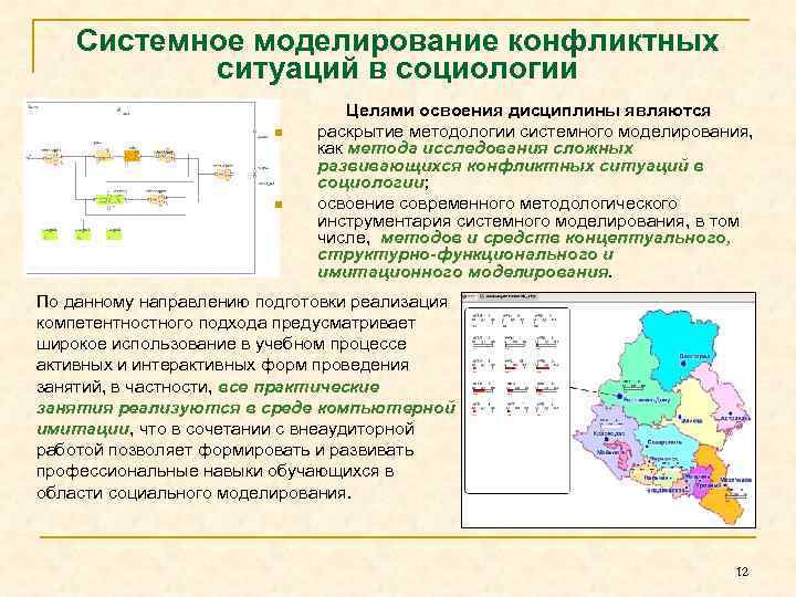 Системное моделирование конфликтных ситуаций в социологии n n Целями освоения дисциплины являются раскрытие методологии