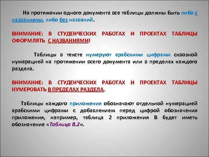  На протяжении одного документа все таблицы должны быть либо с названиями, либо без