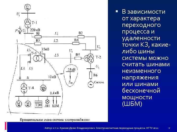  В зависимости от характера переходного процесса и удаленности точки КЗ, какиелибо шины системы