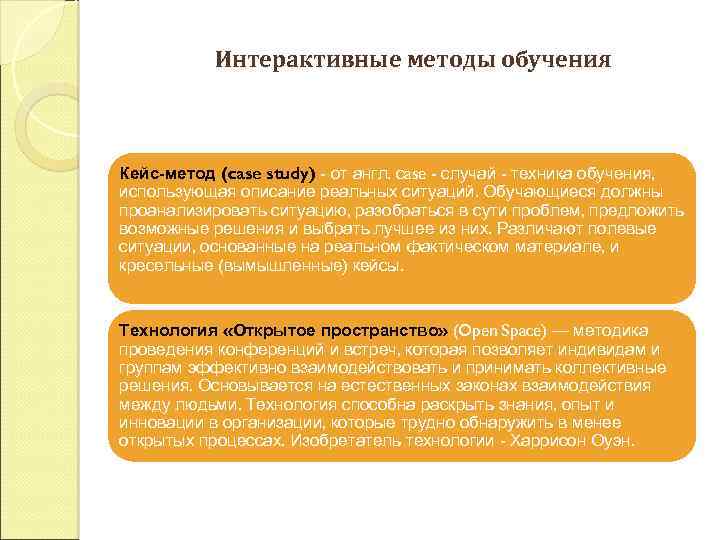 Интерактивные методы обучения Кейс-метод (case study) - от англ. сase - случай - техника