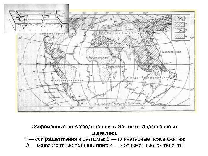 Карта литосферных плит контурная карта