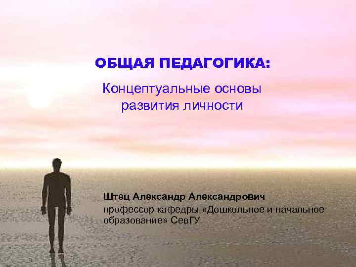 ОБЩАЯ ПЕДАГОГИКА: Концептуальные основы развития личности Штец Александрович профессор кафедры «Дошкольное и начальное образование»