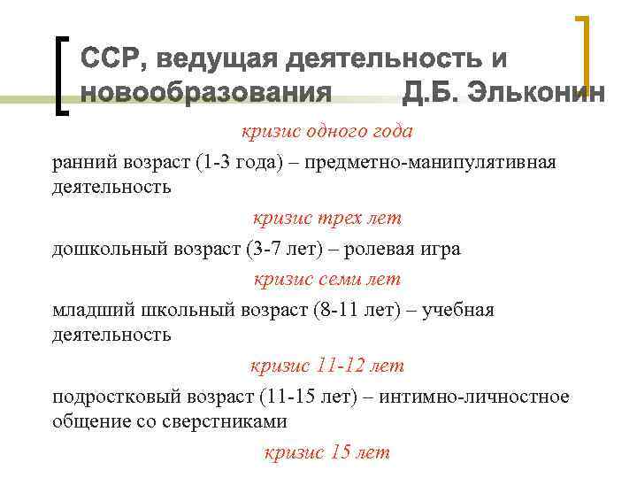кризис одного года ранний возраст (1 -3 года) – предметно-манипулятивная деятельность кризис трех лет