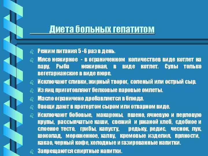 Диета больных гепатитом b b b b Режим питания 5 -6 раз в день.