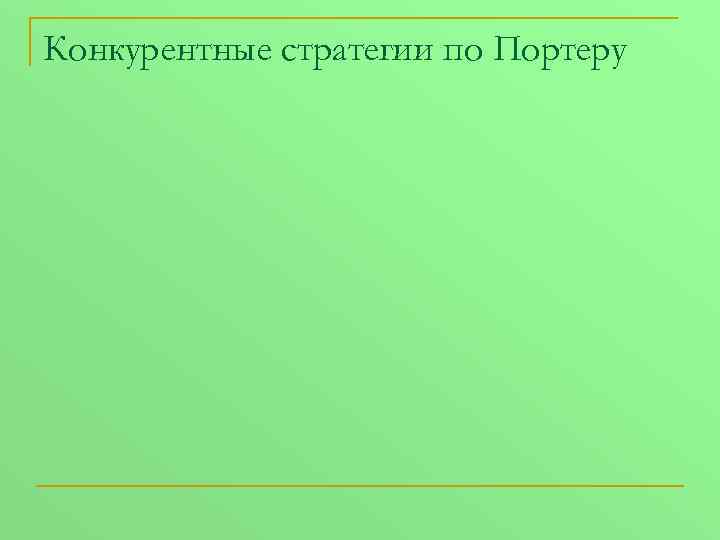 Конкурентные стратегии по Портеру 