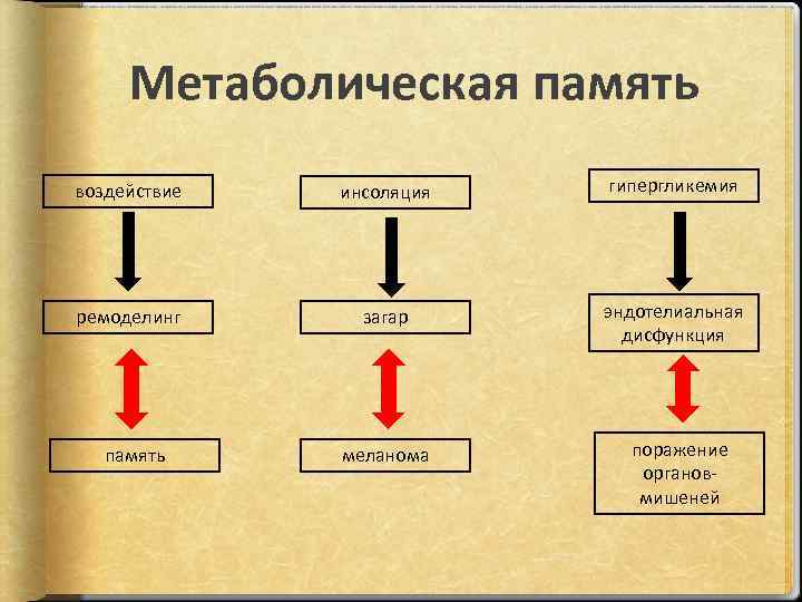 Метаболическая память воздействие инсоляция гипергликемия ремоделинг загар эндотелиальная дисфункция память меланома поражение органовмишеней 