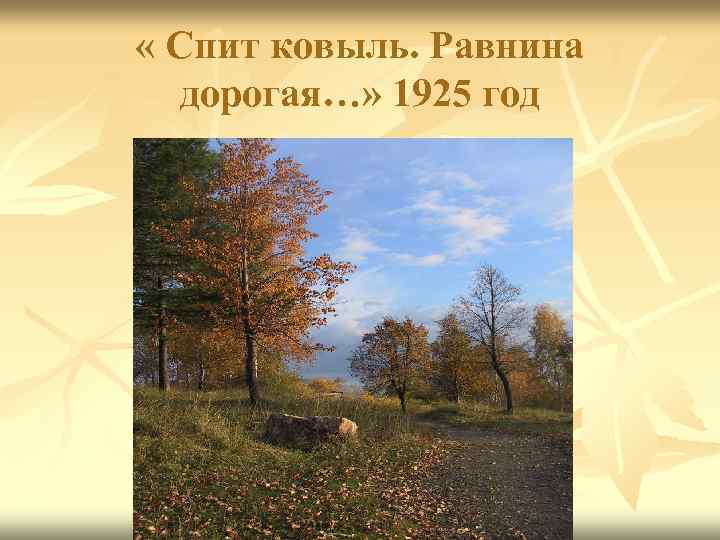  « Спит ковыль. Равнина дорогая…» 1925 год 